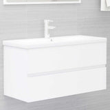 Sink Cabinet with Built-in Basin White Engineered Wood 3071648