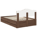 Bed Frame with Drawer Brown Oak 120 x 190 cm Engineer Wood 3413032