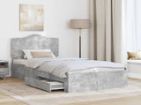 Bed Frame with Drawer Concrete Grey 90 x 200 cm Engineered Wood 3413651