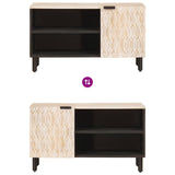 TV Cabinet White Wash Finish 80 x 33 x 46 cm Solid Mango Wood 4017879