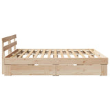 Bed Frame with Headboard Brown 200 x 200 cm Solid Pine Wood 3382262