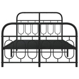 Metal Bed Frame without Mattress with Footboard Black 120x200cm 377133