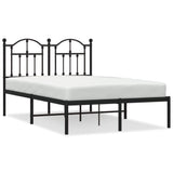 Metal Bed Frame without Mattress with Headboard Black 120x200cm 353437