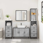 ZNTS 4 Piece Bathroom Furniture Set Grey Sonoma Engineered Wood 3301253