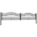 ZNTS Fence Gate with Spear Top Black 406x120 cm Powder-coated Steel 151099