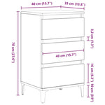 ZNTS Bedside Cabinet Black Oak 40x35x70 cm Engineered Wood 863439