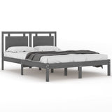 Bed Frame without Mattress Grey 200x200 cm Solid Wood 3105557