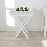 Side Table with Tray White 241148