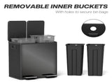 40L Dual Compartment Stainless Steel Bin, with Deodoriser Holders - Glossy Black T3398P344544