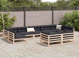 Garden Sofa Set Natural Wood Solid Pine Wood 9-Piece Set Modular 3299625