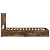 Bed Frame with Storage and Headboard Smoked Oak 100 x 200 cm 3414053