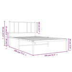 Metal Bed Frame without Mattress with Headboard Black 100x190cm 352474