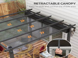 3 x 3m Aluminium Pergola, with Retractable Roof - Dark Grey T3398P313601