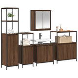 Bathroom Furniture Set with Shelf 5 pcs Brown Oak and Black 3328388