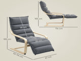 Curved Wooden Accent Chair, with Adjustable Footrest - Drak Grey T3398P344221
