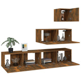 4 Piece TV Cabinet Set Smoked Oak Engineered Wood 3114651