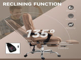 Massage Office Chair, Heated Reclining Computer Chair with Adjustable Height and Footrest, Brown T3398P377449