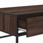 ZNTS Coffee Table Brown Oak 100x50x35 cm Engineered Wood and Metal 848783