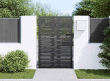 Garden Gate with Lock Black 85 x 200 cm Powder-coated steel 42015878