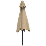 ZNTS Garden Parasol with LED Lights and Steel Pole 300 cm Taupe 44512