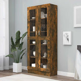 Vitrine Cabinet Smoked Oak 82.5x30.5x185 cm Engineered Wood 815621