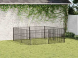 Dog Playpen 8 Panels Black Galvanised Steel 3209553