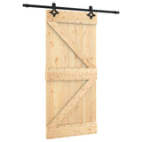 Sliding Door Natural and Black 95 x 210 cm Solid Pine Wood 3445060