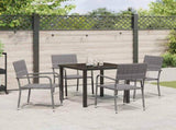 Garden Dining Set 5 pcs Grey Poly Rattan 3380044