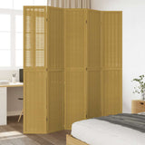 Room Divider 5 Panels Brown Solid Wood Paulownia 358824