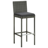 5 Piece Garden Bar Set with Cushions Poly Rattan Grey 3095448