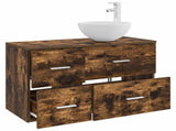 Bathroom Furniture Set 2 pcs Smoked Oak Engineered Wood 3403956