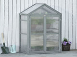 Garden Cold Frame Polycarbonate Greenhouse with Adjustable Shelves, Double Doors, Openable Top T3398P319976