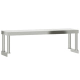 Kitchen Work Table with Overshelf 110x55x120 cm Stainless Steel 3208895