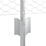 Fence with Posts Silver 0.4 x 25 m Steel 3336983
