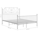 Bed Frame White Powder-coated metal Double Durable Bed Frame 324851