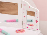 Kids Vanity Table and Chair Set with Tri-Folding Mirror and Stool, Makeup Dressing Table with T3398P347674