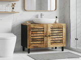 Sink cabinet Brown and Black 62 x 33 x 58 cm Solid Mango Wood 4018863
