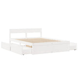 Bed Frame without Mattress White 150x200 cm King Size Solid Wood Pine 3282346