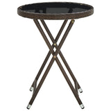 Tea Table Brown 60 cm Poly Rattan and Tempered Glass 310560