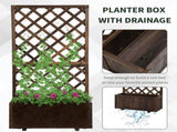 72.5 x 31.5 x 149.5 cm 45L Garden Wooden Pine Trough Planter with Topped Trellis Climbing Plants T3398P314707