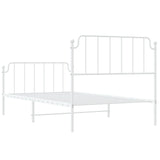 Metal Bed Frame without Mattress with Footboard White 107x203cm 373950