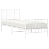 Metal Bed Frame without Mattress with Footboard White 80x200cm 374495