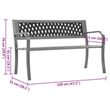 Garden Bench Black Steel, plastic 120 cm Durable Garden Bench 319582