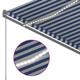 Manual Retractable Awning with LED 300x250 cm Blue and White 3068861