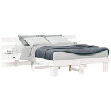Bed Frame with Headboard White 140 x 200 cm Solid Pine Wood 3385689