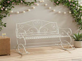 Garden Bench Antique White Steel 42038699