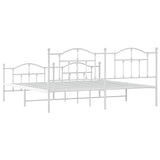 Metal Bed Frame without Mattress with Footboard White 193x203cm 353512