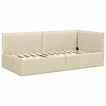 Corner Bed Frame with Headboard Cream 80 x 200 cm Fabric 42016453