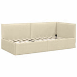 Corner Bed Frame with Headboard Cream 80 x 200 cm Fabric 42016453