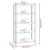 5-Layer Heavy-duty Shelves 2 pcs Silver Steel&Engineered Wood 3154203